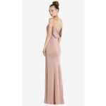 After Six  Beige Satin V Neck Spaghetti Strap Floor Length Gown Dress Sz 4 Photo 10