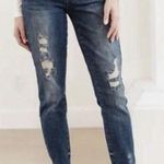 Judy Blue  Relaxed Fit Dark Wash Straight Jeans Distressed Mid Rise Size 29 Photo 0