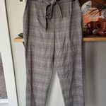 EXPRESS Gray Burgundy Plaid Ankle High Rise Tie Belt Dress Pants Sz 8 Photo 4