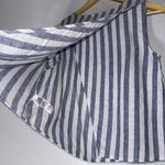 beach lunch lounge XS Blue White Stripe Wrap Back Sleeveless Linen‎ Top Photo 4