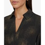 Calvin Klein Black Gold Collared Long Sleeve A-Line Dress Tie Belt Size 10 Photo 2