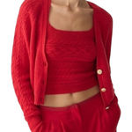 J.Crew Supersoft cropped cable-knit sweater-tank set in Red Photo 0