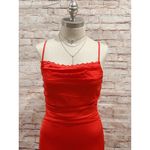 Princess Polly  Red Spaghetti Strap Lace Neckline Ruched Satin Dress Size 6 Photo 4