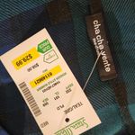 cha cha vente  Blue and Green Sheer Plaid Tunic Shirt NWOT Size Medium Photo 4