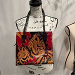 Y2K 90’s exotic tooled vintage leather safari envelope bag cute 🥰 zebra 🦓 Gold Photo 1