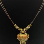 Chico's  Double Cord Necklace with Gold Tone Shimmer Rhinestone Pendant Photo 0