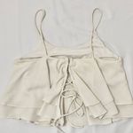 Free People Tropical Wave Cream Lace Back Crop Tank Top - M Photo 4