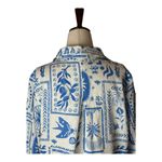 Calypso St. Barth  Shirt Women XL Blue White‎ Coastal Button Down Preppy Boho Photo 4