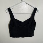 A New Day Linen Blend Crop Top Black Sweetheart Neck Photo 5