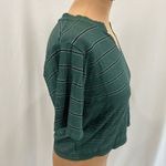 BP  Split‎ Neck Ribbed Short Sleeve Crop Top in Green Trekking Bella Stripe Photo 4