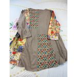 Parsley Sage 1X Patchwork Kimono Style Cardigan Tunic Top Earth Tones Floral Tan Photo 1