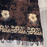Extra Large brown tie dye floral fringe wrap scarf Photo 1