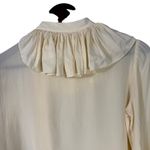 Cesarani Vintage 100% Silk Ruffled Collar and Sleeves Blouse Light Yellow Photo 10