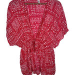 Victoria's Secret  Red White Heart Print Kimono Cover Up Robe One Size Photo 0
