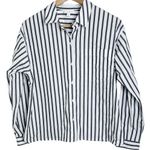 J.Jill Classic Black/White Striped Long Sleeve Relaxed Fit Button Photo 0