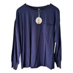 ANRABESS Women's Long Sleeve Pocket Top, Relaxed Fit, Navy Blue, Size L Blue Size L Photo 1