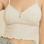 Urban Outfitters Dress Forum Lettuce-Edge Cami Knit Top in Ivory M Photo 0