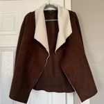Suede fleece brown soft knit cardigan jacket Size L Photo 0