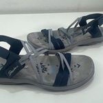 Skechers Memory Foam Women 7 Blue Strappy Elastic Sandals Flats Boho Outdoor Photo 0