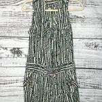 Anthropologie  Ett Twa Safari romper green white stripes buttons shorts 0 Photo 0