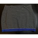 Ann Taylor  Short Knit Skirt Womens Size 12 Black White Stripe Blue Grosgrain Hem Photo 1