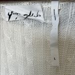 Yael Aflalo YAYA Metallic Knit Long Cardigan Gray Cream Open Front Size Large Photo 2