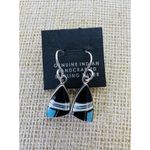 Genuine Indian Handcrafted Sterling Martinez Sterling Turquoise Onyx Earrings Photo 3
