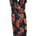 ZARA Jumpsuit Semi Sheer Sleeveless Lace Up Shoulder Pads Floral Black Red XS Photo 0