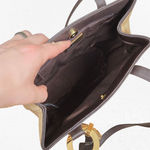 Y2K Susan Gail Tan Woven Straw Tote Shoulder Bag Brown Trim Boho Chic Purse Photo 7