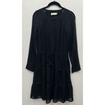 Tory Burch Silk Dress Size 2 Black Long Sleeve Knee Length Wedding Guest Photo 1