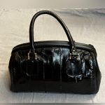 Vintage Black Eel Skin Handbag Exotic Leather Purse Photo 2