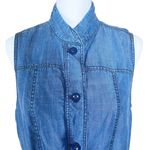 Coldwater Creek Vest Women’s Medium Tencel Denim Preppy Lined Drawstring Photo 4
