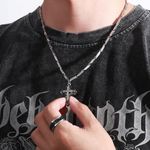 Cross Pendant Necklace for Men Women,Streetwear Punk Hip Hop Unisex Necklace Silver Photo 3
