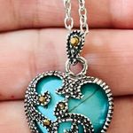 Free People Vintage Turquoise/Citrine Heart Necklace Photo 3