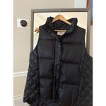 G.H. Bass Black Down Feather Puffer Vest Women's Large Quilted Hooded Size XL Photo 2