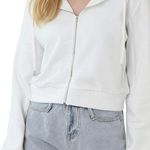 Amazhiyu Cropped White Zip Up Hoodie Photo 0