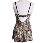 Leopard Print Slip Dress Nightgown Nightie Lace Lingerie M Medium Black Photo 2