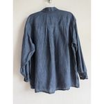 Jones New York  Women’s Size 6 Linen Long Sleeve Button Up‎ Top Blue 2 Pockets Photo 5