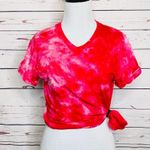Vibrant Red & Pink Marble Tie Dye Festival T-Shirt Unisex Size Small Photo 8
