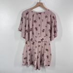 Free People Stealing Kiss Mauve Floral Romper Ruffle Flutter Sleeve Tie Front M Photo 3