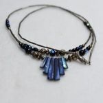 Source Unknown Captivating Art Deco Art Glass Silver Tone Tube Chain Bib Double Strand Necklace Photo 2