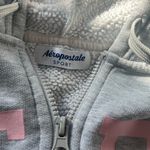 Aeropostale Sport Hoodie Women’s M Gray Sherpa Lined Zip Up Sweatshirt Pink Logo Photo 13