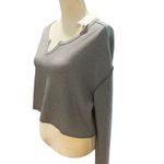 Urban Outfitters NWT  Women Ribbed Top Notched Neck Long Sleeve Solid Gray Knit M Photo 2