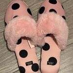 Victoria's Secret Pink & Black Polka Dot Satin Slippers Photo 0