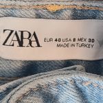 ZARA High Rise Wide leg Ripped Jeans Denim Blue Size 8 Photo 4