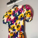 Albert Nipon Dress Silk Multicolor Bright Floral Short Sleeve Size 4 Pockets Pink Photo 5