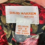 Vintage 80s Floral Dress Roses Dropped Waist Long Sleeve Modest Black Red Retro Size 8 Photo 2