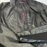 Black Faux Leather Jacket with Pink Lining Size L Photo 5