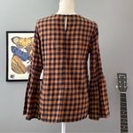 BeachLunchLounge  Roberta Plaid Gingham Bell Sleeve Top Size Medium Photo 5