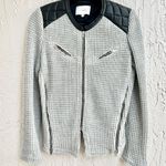 IRO Long Sleeve Ceylona Knit Leather Trim Zip Up Jacket Gray Women's FR 38 /US 6 Photo 7